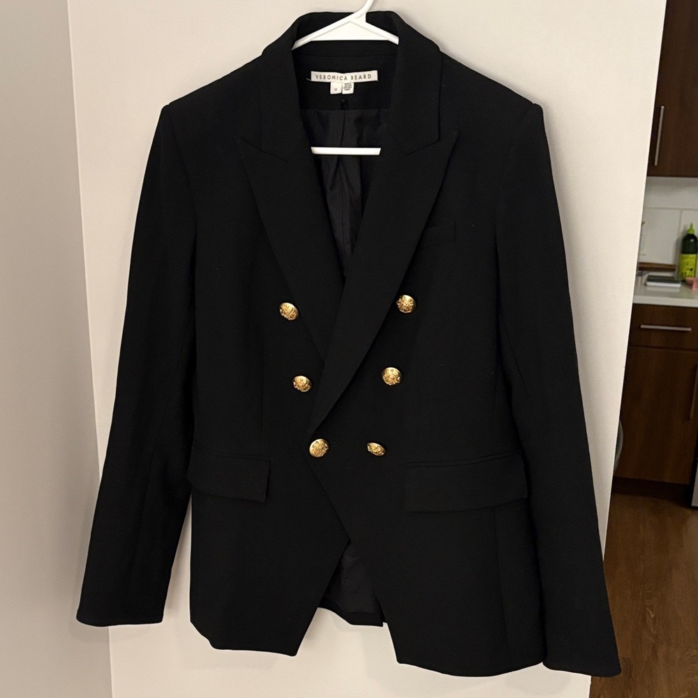 Veronica Beard Miller Dickey Black Blazer with Gold Accents